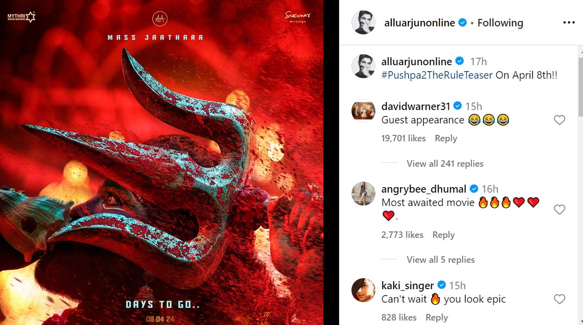 David Warner Pushpa 2